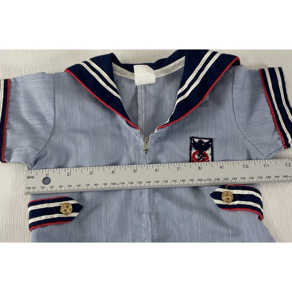 Vintage Little Bit Sailor Romper Baby 18 Months USA Coastal‎ Boating Nautical - Picture 8 of 8